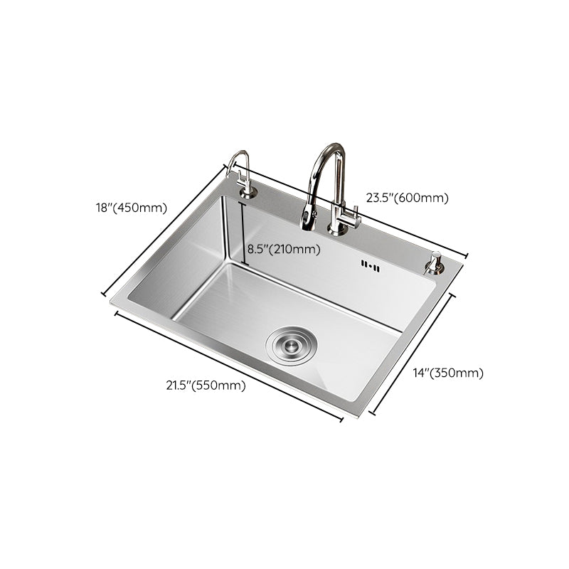Stainless Steel Drop-In Kitchen Sink Single Bowl Sink with 3 Holes Clearhalo 'Home Improvement' 'home_improvement' 'home_improvement_kitchen_sinks' 'Kitchen Remodel & Kitchen Fixtures' 'Kitchen Sinks & Faucet Components' 'Kitchen Sinks' 'kitchen_sinks' 6150640
