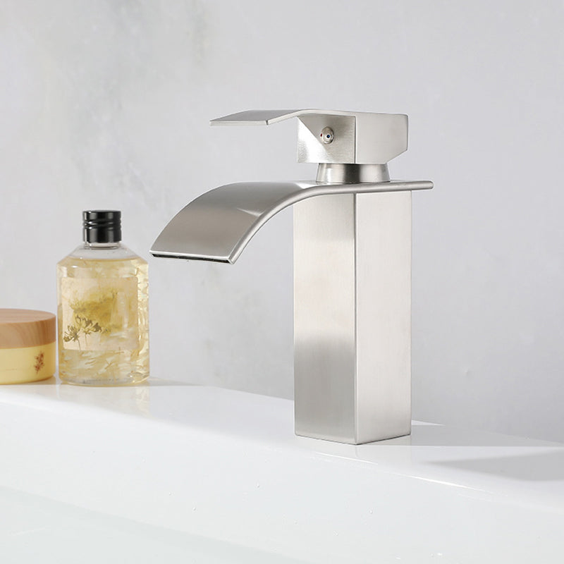 Waterfall Spout Sink Bathroom Faucet Light Luxury Basin Lavatory Faucet Clearhalo 'Bathroom Remodel & Bathroom Fixtures' 'Bathroom Sink Faucets' 'Bathroom Sinks & Faucet Components' 'bathroom_sink_faucets' 'Home Improvement' 'home_improvement' 'home_improvement_bathroom_sink_faucets' 6150663