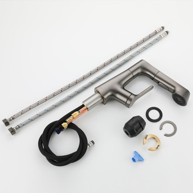 Modern Bathroom Faucet Solid Color Metal Centerset Lavatory Faucet Clearhalo 'Bathroom Remodel & Bathroom Fixtures' 'Bathroom Sink Faucets' 'Bathroom Sinks & Faucet Components' 'bathroom_sink_faucets' 'Home Improvement' 'home_improvement' 'home_improvement_bathroom_sink_faucets' 6151544