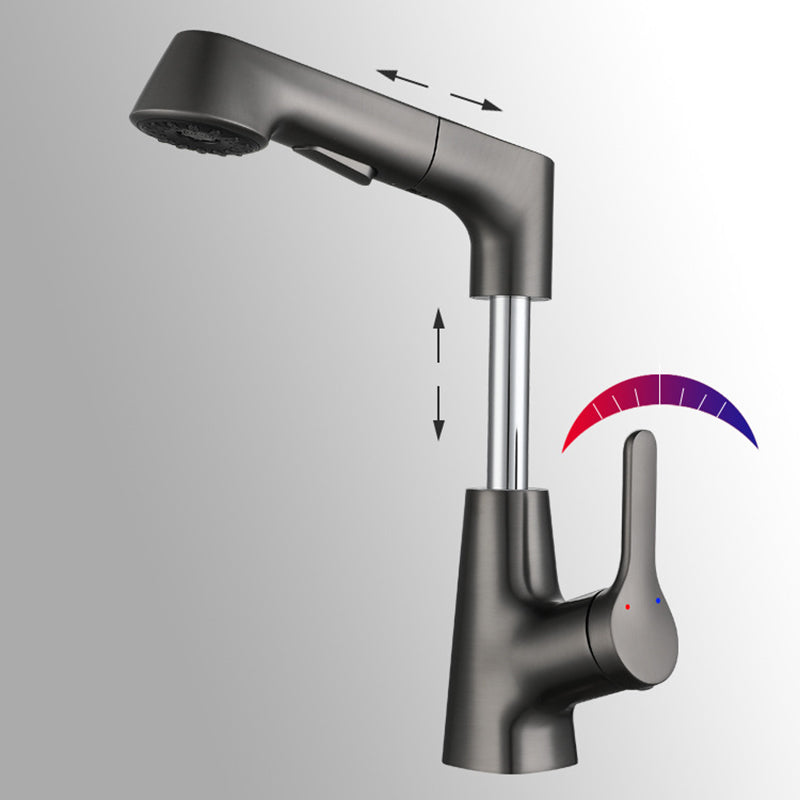 Modern Bathroom Faucet Solid Color Metal Centerset Lavatory Faucet Clearhalo 'Bathroom Remodel & Bathroom Fixtures' 'Bathroom Sink Faucets' 'Bathroom Sinks & Faucet Components' 'bathroom_sink_faucets' 'Home Improvement' 'home_improvement' 'home_improvement_bathroom_sink_faucets' 6151548