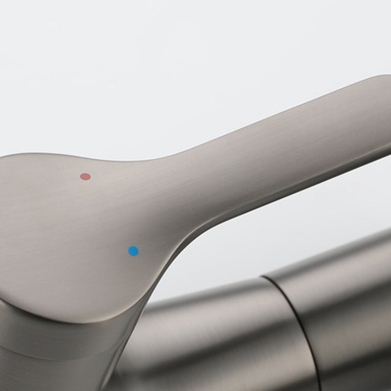 Modern Bathroom Faucet Solid Color Metal Centerset Lavatory Faucet Clearhalo 'Bathroom Remodel & Bathroom Fixtures' 'Bathroom Sink Faucets' 'Bathroom Sinks & Faucet Components' 'bathroom_sink_faucets' 'Home Improvement' 'home_improvement' 'home_improvement_bathroom_sink_faucets' 6151550