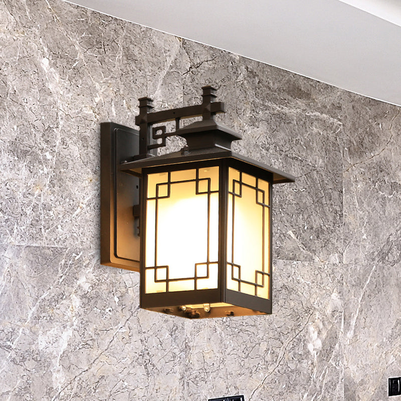 Aluminum Black Finish Sconce Window Dressing 1-Head Countryside Wall Mounted Lamp with Open Bottom Design Black A Clearhalo 'Wall Lamps & Sconces' 'Wall Lights' Lighting' 615509