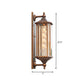 Lodges Rectangle Wall Sconce 1-Head Clear Glass Wall Mounted Lighting in Brass with Double Arm Clearhalo 'Wall Lamps & Sconces' 'Wall Lights' Lighting' 615539