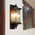 Cuboid Outdoor Sconce Light Country Clear Ribbed Glass 1-Head Black/Bronze/Coffee Wall Lamp for Gate Black Clearhalo 'Wall Lamps & Sconces' 'Wall Lights' Lighting' 615550