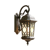 Aluminum Lantern Wall Sconce Light Farmhouse 1-Head Outdoor Wall Mounted Lighting in Black/Brass Clearhalo 'Wall Lamps & Sconces' 'Wall Lights' Lighting' 615816