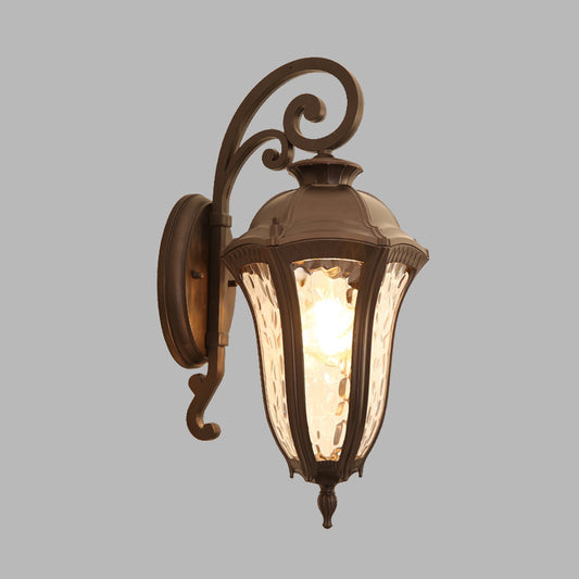 1-Light Water Glass Wall Lighting Rustic Black Urn Outdoor Corner Wall Mount Lamp Fixture Clearhalo 'Wall Lamps & Sconces' 'Wall Lights' Lighting' 615820