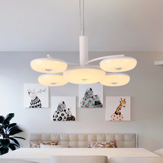 Acrylic Round Hanging Chandelier Modernist 5 Lights LED Pendant Ceiling Lamp in White Clearhalo 'Ceiling Lights' 'Chandeliers' 'Modern Chandeliers' 'Modern' Lighting' 616006