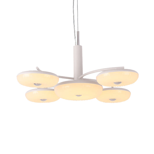 Acrylic Round Hanging Chandelier Modernist 5 Lights LED Pendant Ceiling Lamp in White Clearhalo 'Ceiling Lights' 'Chandeliers' 'Modern Chandeliers' 'Modern' Lighting' 616007