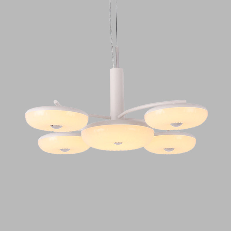 Acrylic Round Hanging Chandelier Modernist 5 Lights LED Pendant Ceiling Lamp in White Clearhalo 'Ceiling Lights' 'Chandeliers' 'Modern Chandeliers' 'Modern' Lighting' 616008