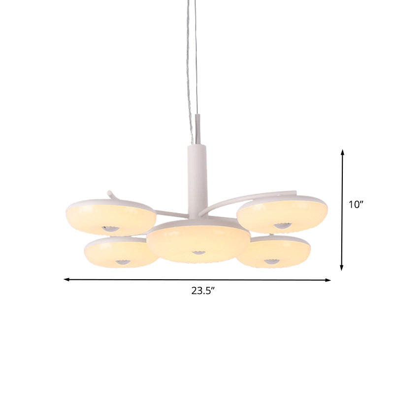 Acrylic Round Hanging Chandelier Modernist 5 Lights LED Pendant Ceiling Lamp in White Clearhalo 'Ceiling Lights' 'Chandeliers' 'Modern Chandeliers' 'Modern' Lighting' 616009