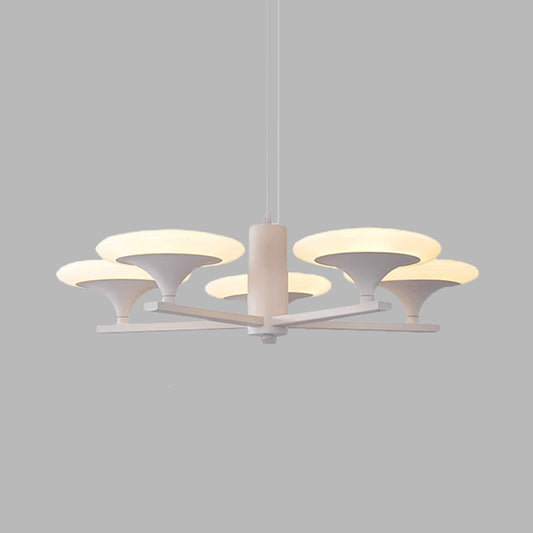 White Radial Chandelier Pendant Light Modern 5 Heads 23.5"/28" Wide Acrylic LED Up Hanging Lamp in White/Warm Light Clearhalo 'Ceiling Lights' 'Chandeliers' 'Modern Chandeliers' 'Modern' Lighting' 616013