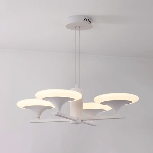 White Radial Chandelier Pendant Light Modern 5 Heads 23.5"/28" Wide Acrylic LED Up Hanging Lamp in White/Warm Light White 23.5" Clearhalo 'Ceiling Lights' 'Chandeliers' 'Modern Chandeliers' 'Modern' Lighting' 616015