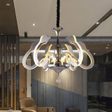 Swan Head Acrylic Chandelier Modernism 6 Bulbs Chrome Hanging Lamp in White/Warm/Natural Light with Crystal Drop Chrome Clearhalo 'Ceiling Lights' 'Chandeliers' 'Modern Chandeliers' 'Modern' Lighting' 616024