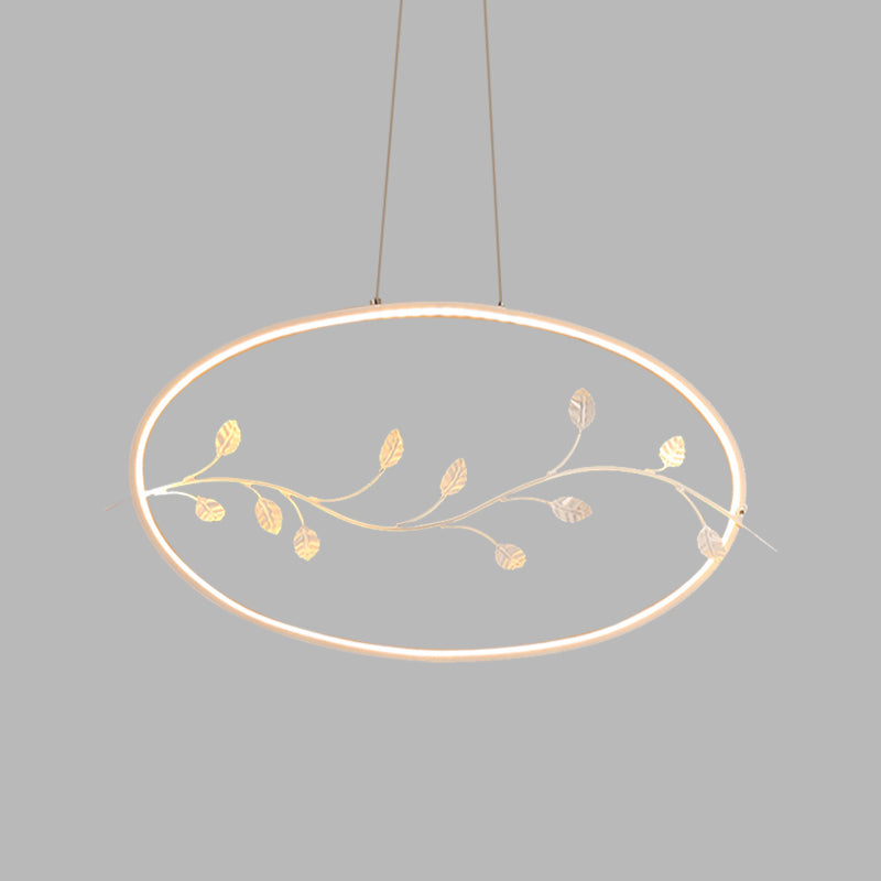 Modern Circle Pendant Light Fixture Acrylic Dining Room LED Ceiling Lamp in White with Branch Decor, White/Warm Light Clearhalo 'Ceiling Lights' 'Modern Pendants' 'Modern' 'Pendant Lights' 'Pendants' Lighting' 616047