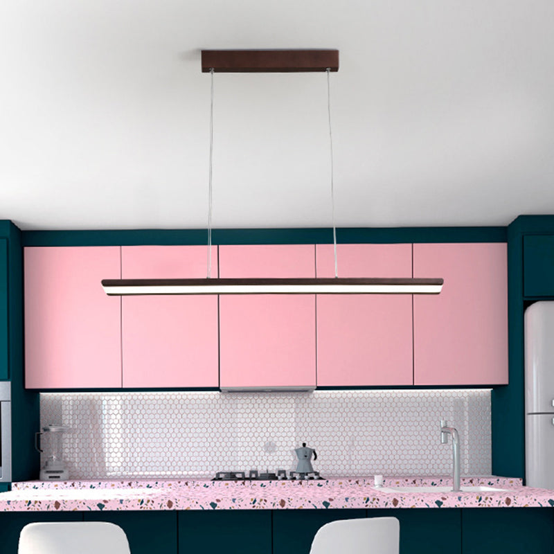 Slim Rectangle Down Lighting Simple Metallic LED Office Hanging Ceiling Lamp in Coffee, Warm/White/Natural Light Clearhalo 'Ceiling Lights' 'Modern Pendants' 'Modern' 'Pendant Lights' 'Pendants' Lighting' 616050
