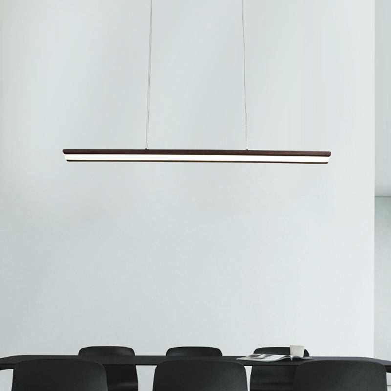 Slim Rectangle Down Lighting Simple Metallic LED Office Hanging Ceiling Lamp in Coffee, Warm/White/Natural Light Clearhalo 'Ceiling Lights' 'Modern Pendants' 'Modern' 'Pendant Lights' 'Pendants' Lighting' 616051