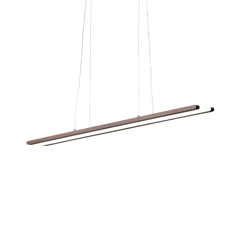 Slim Rectangle Down Lighting Simple Metallic LED Office Hanging Ceiling Lamp in Coffee, Warm/White/Natural Light Clearhalo 'Ceiling Lights' 'Modern Pendants' 'Modern' 'Pendant Lights' 'Pendants' Lighting' 616052