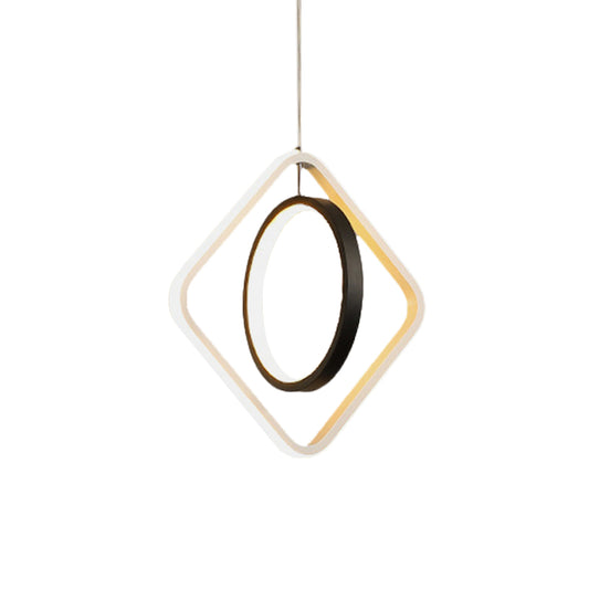 Modern LED Suspension Light Black Hoop and Square Ceiling Pendant Lamp with Acrylic Shade in Warm/White Light Clearhalo 'Ceiling Lights' 'Modern Pendants' 'Modern' 'Pendant Lights' 'Pendants' Lighting' 616056