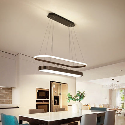 Black/Gold 2-Rectangle Pendant Chandelier Minimalist LED Acrylic Hanging Light in White/Warm Light Black Clearhalo 'Ceiling Lights' 'Chandeliers' 'Modern Chandeliers' 'Modern' Lighting' 616065