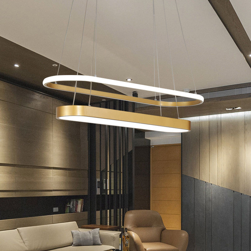 Black/Gold 2-Rectangle Pendant Chandelier Minimalist LED Acrylic Hanging Light in White/Warm Light Clearhalo 'Ceiling Lights' 'Chandeliers' 'Modern Chandeliers' 'Modern' Lighting' 616071
