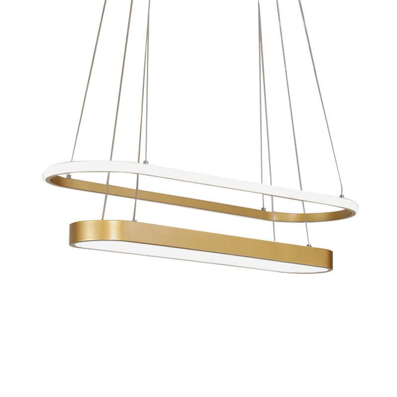 Black/Gold 2-Rectangle Pendant Chandelier Minimalist LED Acrylic Hanging Light in White/Warm Light Clearhalo 'Ceiling Lights' 'Chandeliers' 'Modern Chandeliers' 'Modern' Lighting' 616072