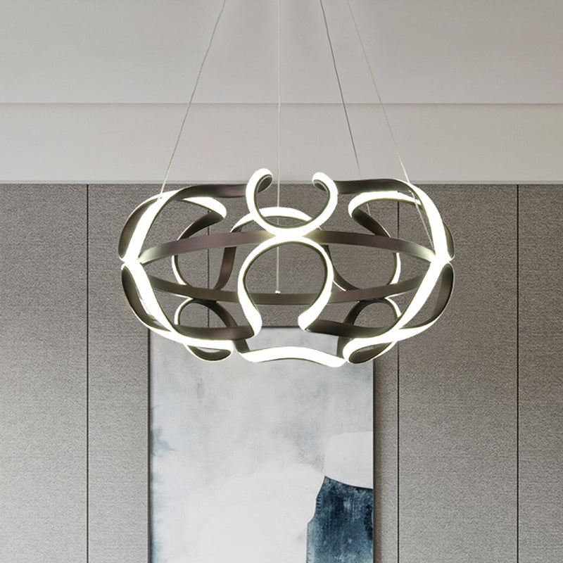 Contemporary Twisted Hanging Lamp Acrylic Living Room LED Chandelier Pendant Light in Coffee Clearhalo 'Ceiling Lights' 'Chandeliers' 'Modern Chandeliers' 'Modern' Lighting' 616084