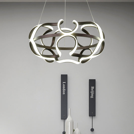 Contemporary Twisted Hanging Lamp Acrylic Living Room LED Chandelier Pendant Light in Coffee Clearhalo 'Ceiling Lights' 'Chandeliers' 'Modern Chandeliers' 'Modern' Lighting' 616085