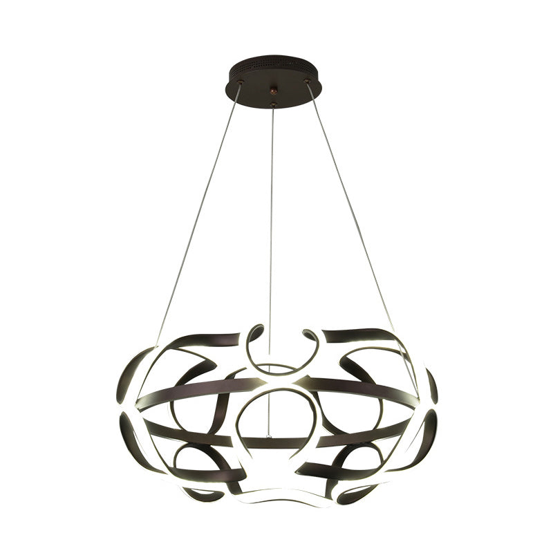 Contemporary Twisted Hanging Lamp Acrylic Living Room LED Chandelier Pendant Light in Coffee Clearhalo 'Ceiling Lights' 'Chandeliers' 'Modern Chandeliers' 'Modern' Lighting' 616086