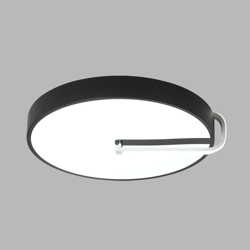 Simple Drum Flush Mount Lighting Metal LED Bedroom Close to Ceiling Lamp in Black, 16"/19.5" Wide Clearhalo 'Ceiling Lights' 'Close To Ceiling Lights' 'Close to ceiling' 'Flush mount' Lighting' 616119