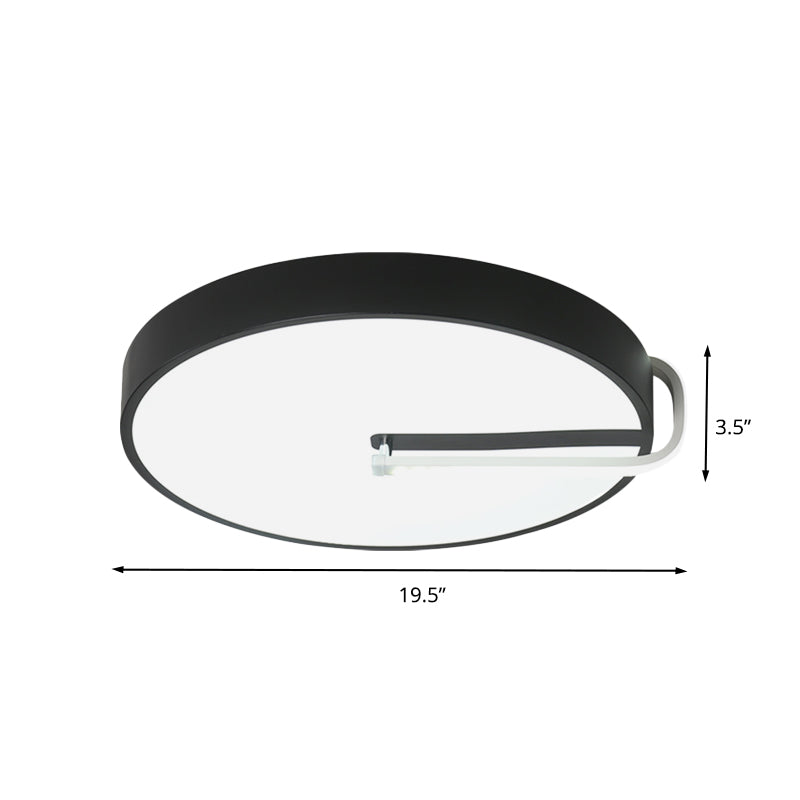 Simple Drum Flush Mount Lighting Metal LED Bedroom Close to Ceiling Lamp in Black, 16"/19.5" Wide Clearhalo 'Ceiling Lights' 'Close To Ceiling Lights' 'Close to ceiling' 'Flush mount' Lighting' 616121