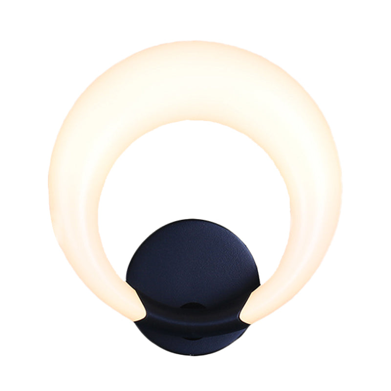 LED Bedside Wall Light Fixture Nordic Style White/Black Wall Sconce with Crescent Moon Acrylic Shade - Clearhalo - 'Cast Iron' - 'Glass' - 'Industrial' - 'Modern wall lights' - 'Modern' - 'Tiffany' - 'Traditional wall lights' - 'Wall Lamps & Sconces' - 'Wall Lights' - Lighting' - 616129