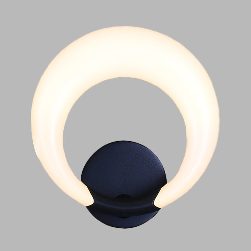 LED Bedside Wall Light Fixture Nordic Style White/Black Wall Sconce with Crescent Moon Acrylic Shade - Clearhalo - 'Cast Iron' - 'Glass' - 'Industrial' - 'Modern wall lights' - 'Modern' - 'Tiffany' - 'Traditional wall lights' - 'Wall Lamps & Sconces' - 'Wall Lights' - Lighting' - 616130