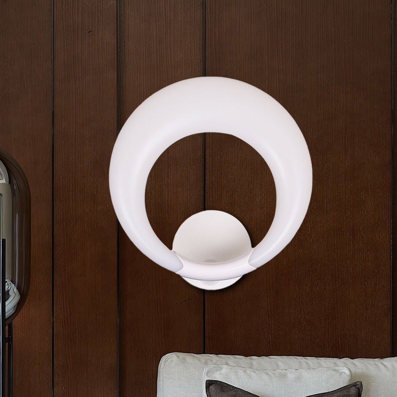 LED Bedside Wall Light Fixture Nordic Style White/Black Wall Sconce with Crescent Moon Acrylic Shade - White - Clearhalo - 'Cast Iron' - 'Glass' - 'Industrial' - 'Modern wall lights' - 'Modern' - 'Tiffany' - 'Traditional wall lights' - 'Wall Lamps & Sconces' - 'Wall Lights' - Lighting' - 616132
