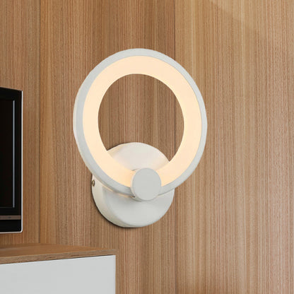 White Hoop Wall Sconce Lighting Simple LED Acrylic Wall Mounted Lamp Fixture for Corner White Clearhalo 'Cast Iron' 'Glass' 'Industrial' 'Modern wall lights' 'Modern' 'Tiffany' 'Traditional wall lights' 'Wall Lamps & Sconces' 'Wall Lights' Lighting' 616140