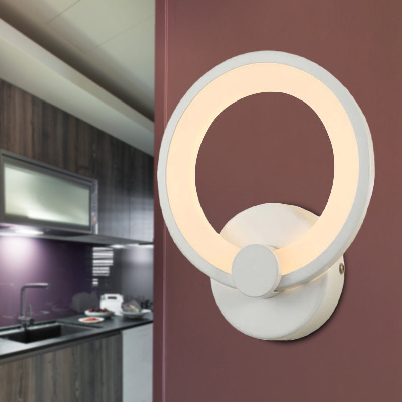 White Hoop Wall Sconce Lighting Simple LED Acrylic Wall Mounted Lamp Fixture for Corner Clearhalo 'Cast Iron' 'Glass' 'Industrial' 'Modern wall lights' 'Modern' 'Tiffany' 'Traditional wall lights' 'Wall Lamps & Sconces' 'Wall Lights' Lighting' 616141