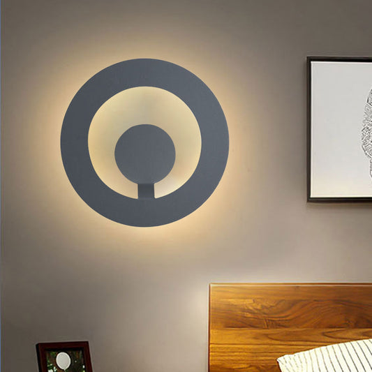 Grey Finish Circular Sconce Minimalist 7"/9" Dia LED Metallic Wall Mounted Light for Living Room Grey Clearhalo 'Cast Iron' 'Glass' 'Industrial' 'Modern wall lights' 'Modern' 'Tiffany' 'Traditional wall lights' 'Wall Lamps & Sconces' 'Wall Lights' Lighting' 616145