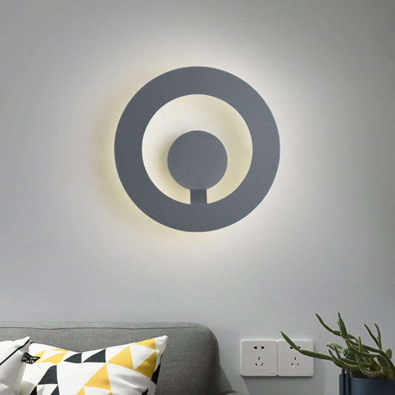 Grey Finish Circular Sconce Minimalist 7"/9" Dia LED Metallic Wall Mounted Light for Living Room Clearhalo 'Cast Iron' 'Glass' 'Industrial' 'Modern wall lights' 'Modern' 'Tiffany' 'Traditional wall lights' 'Wall Lamps & Sconces' 'Wall Lights' Lighting' 616146