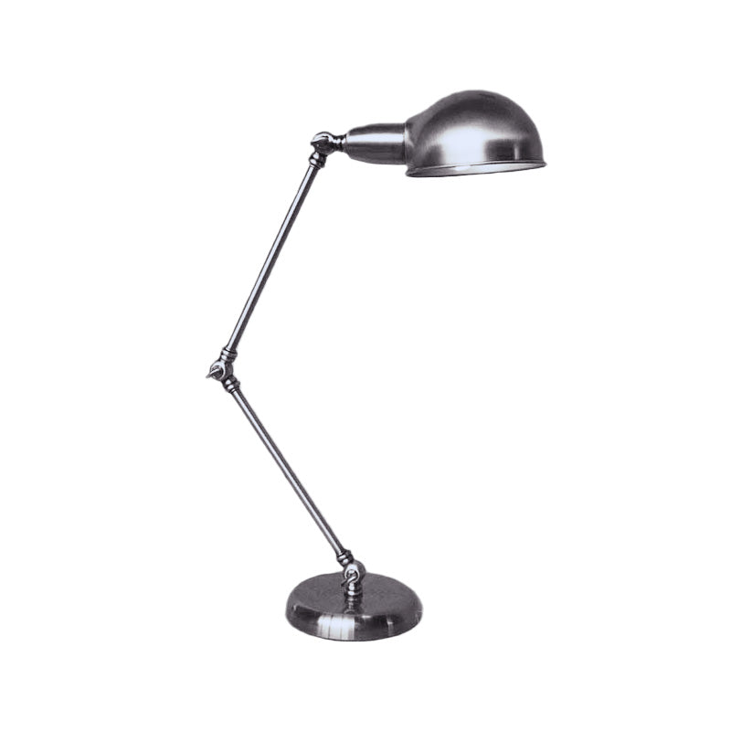 1 Light Swing Arm Desk Lighting with Dome Shade Industrial Brass/Chrome Metal Reading Lamp Clearhalo 'Desk Lamps' 'Lamps' Lighting' 616281