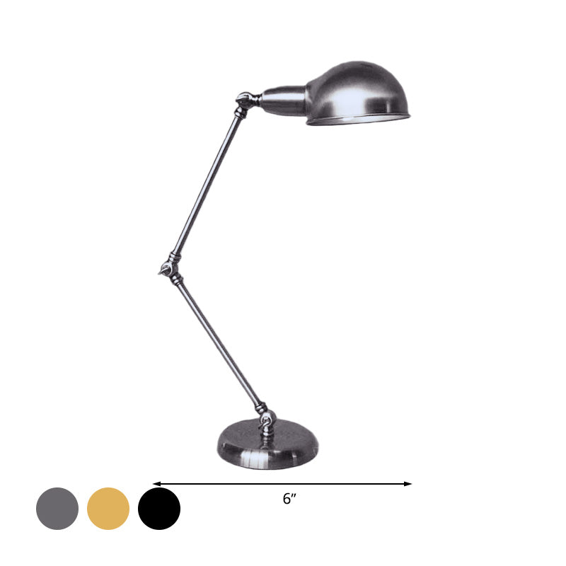 1 Light Swing Arm Desk Lighting with Dome Shade Industrial Brass/Chrome Metal Reading Lamp Clearhalo 'Desk Lamps' 'Lamps' Lighting' 616282