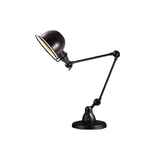 1 Bulb Reading Light with Dome Shade and Swing Arm Iron Retro Style Bedroom Desk Light in Black Clearhalo 'Desk Lamps' 'Lamps' Lighting' 616299