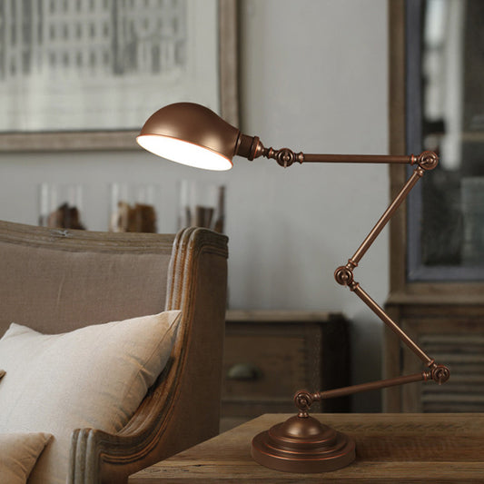 Dome Metal Reading Light Industrial Style 1 Light Study Room Desk Light with Swing Arm in Bronze Clearhalo 'Desk Lamps' 'Lamps' Lighting' 616302