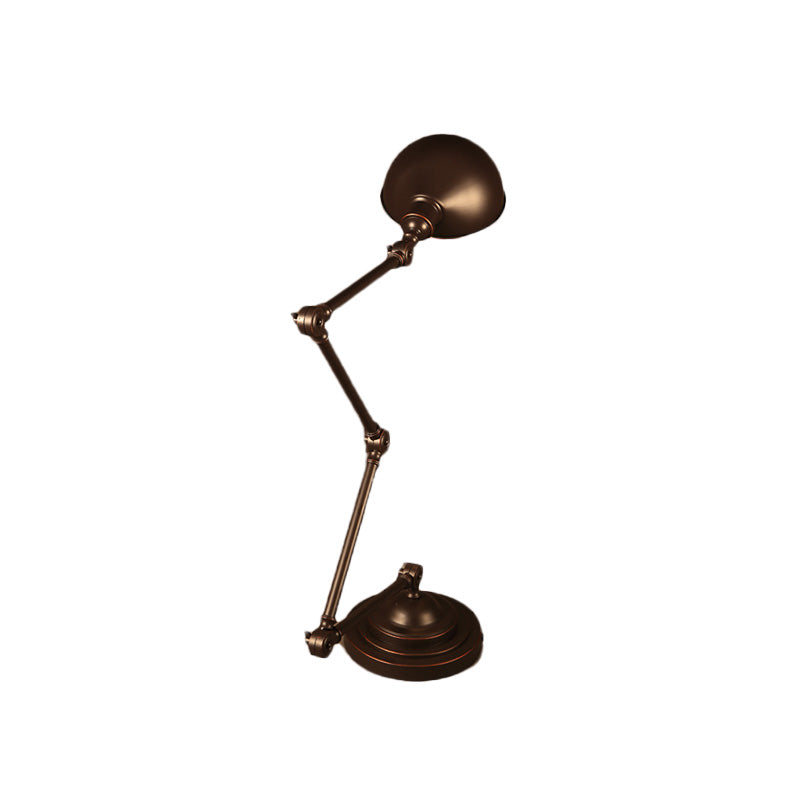 Dome Metal Reading Light Industrial Style 1 Light Study Room Desk Light with Swing Arm in Bronze Clearhalo 'Desk Lamps' 'Lamps' Lighting' 616304
