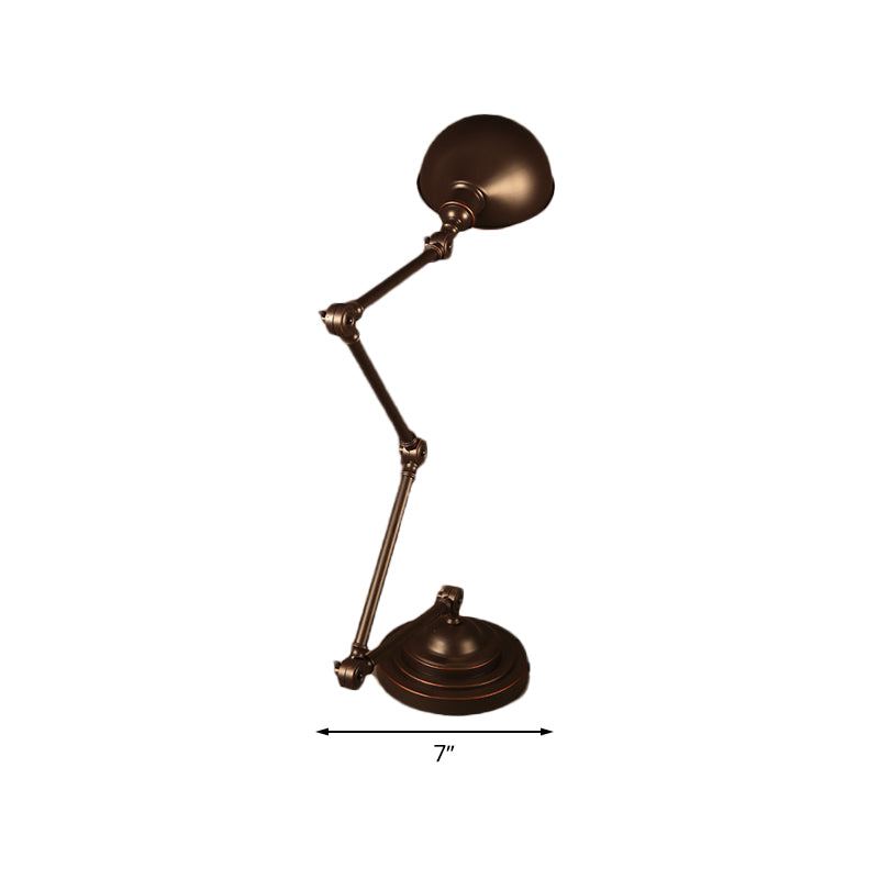 Dome Metal Reading Light Industrial Style 1 Light Study Room Desk Light with Swing Arm in Bronze Clearhalo 'Desk Lamps' 'Lamps' Lighting' 616305