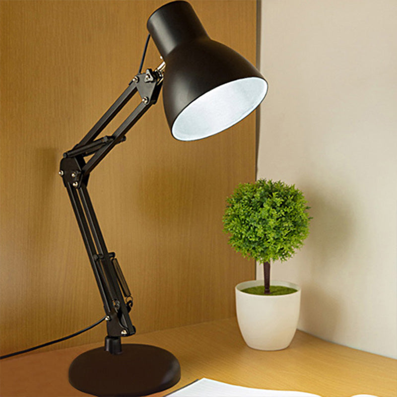 Black 1 Light Task Lighting Industrial Stylish Metal Conic Shade Adjustable Desk Light in Black for Office Black Clearhalo 'Desk Lamps' 'Lamps' Lighting' 616306