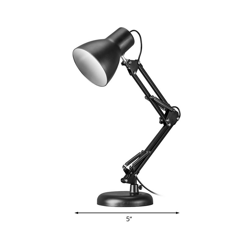 Black 1 Light Task Lighting Industrial Stylish Metal Conic Shade Adjustable Desk Light in Black for Office Clearhalo 'Desk Lamps' 'Lamps' Lighting' 616310