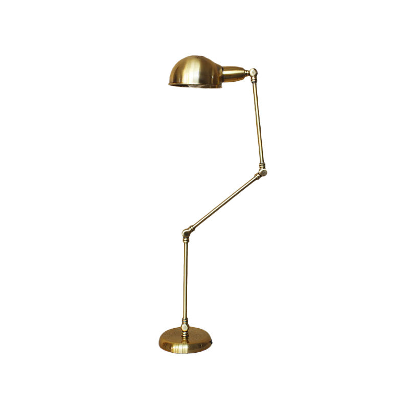 Swing Arm Bedroom Task Lighting with Dome Shade Retro Stylish Metal 1 Light Black/Brass Desk Light Clearhalo 'Desk Lamps' 'Lamps' Lighting' 616343