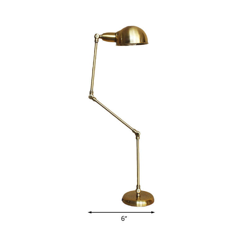 Swing Arm Bedroom Task Lighting with Dome Shade Retro Stylish Metal 1 Light Black/Brass Desk Light Clearhalo 'Desk Lamps' 'Lamps' Lighting' 616344