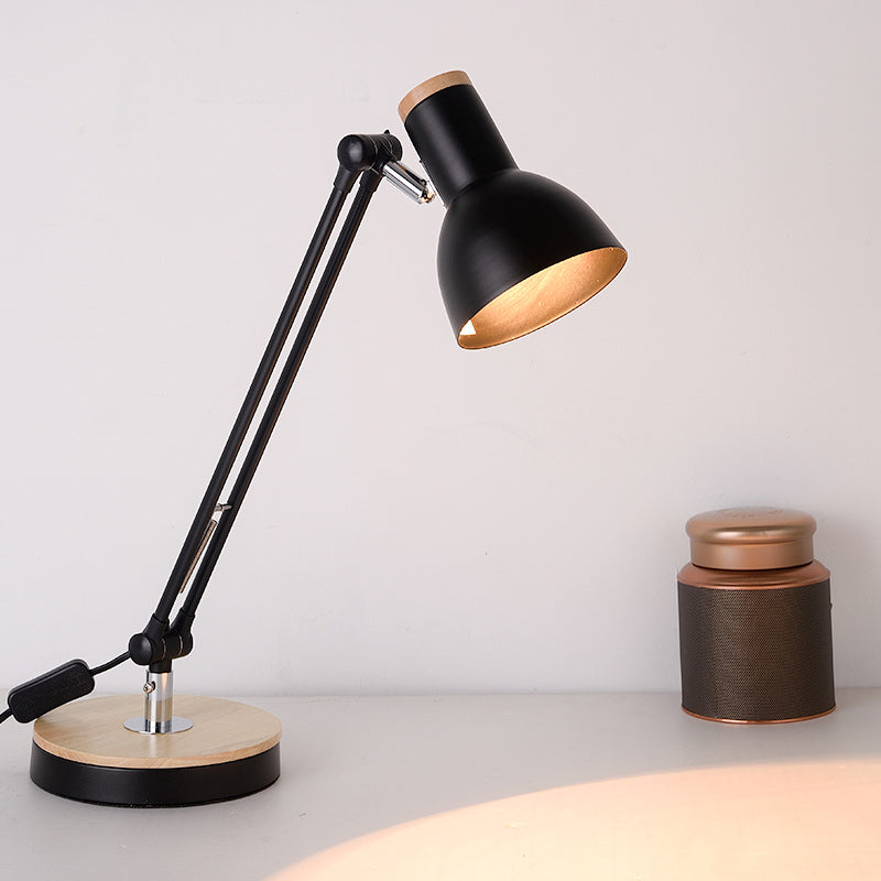 1 Light Metal Desk Lighting Loft Style Matte Black/White Dome Shade Flexible Indoor Desk Lamp Black Clearhalo 'Desk Lamps' 'Lamps' Lighting' 616349