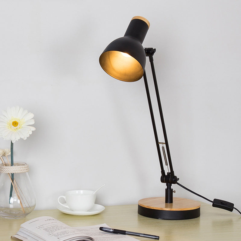 1 Light Metal Desk Lighting Loft Style Matte Black/White Dome Shade Flexible Indoor Desk Lamp Clearhalo 'Desk Lamps' 'Lamps' Lighting' 616350