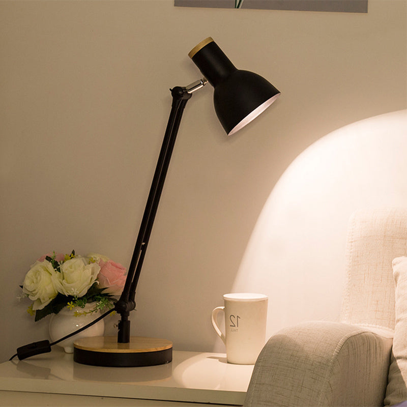 1 Light Metal Desk Lighting Loft Style Matte Black/White Dome Shade Flexible Indoor Desk Lamp Clearhalo 'Desk Lamps' 'Lamps' Lighting' 616351